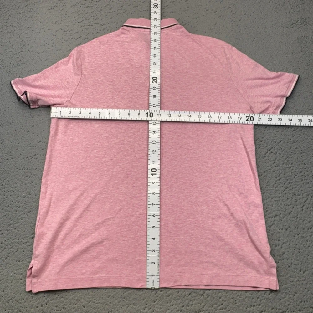 Ralph Lauren Polo Shirt Mens Large Pink Classic Fit Heathered Pony Tip Collar